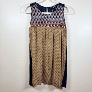 THML Top Size XS Colorful Embroidered Boho Lagenlook‎ Artsy Funky Tunic Blouse